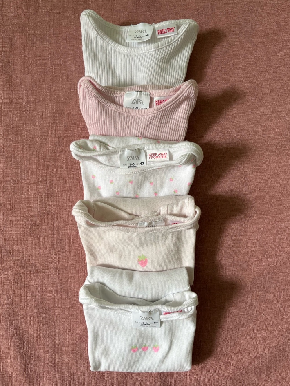 🌸 Baby girl Zara Pink & White Short-Sleeve Onesies - 3-Pack